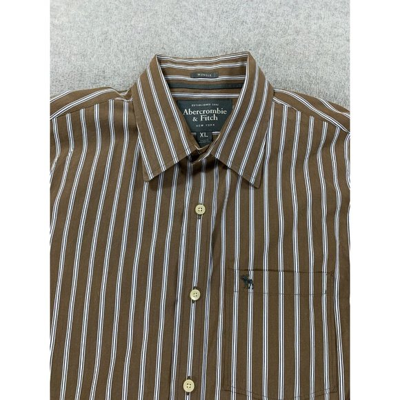 Abercrombie & Fitch Muscle Long Sleeve Striped‎ Button Down Shirt (Men's XL) - Picture 2 of 12